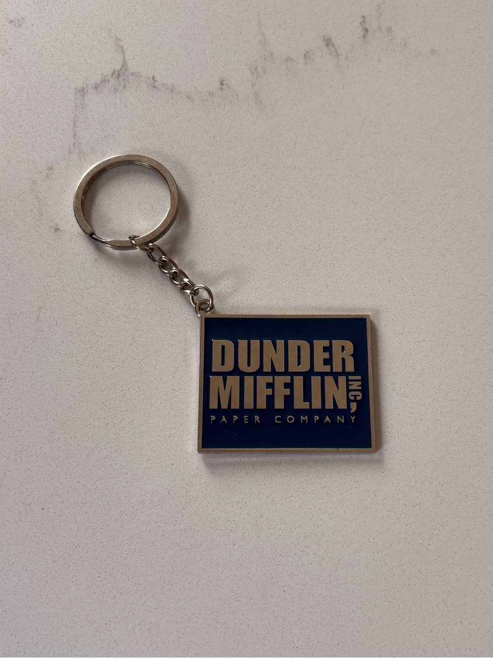 The Office Dunder Mifflin Blue Logo Keychain